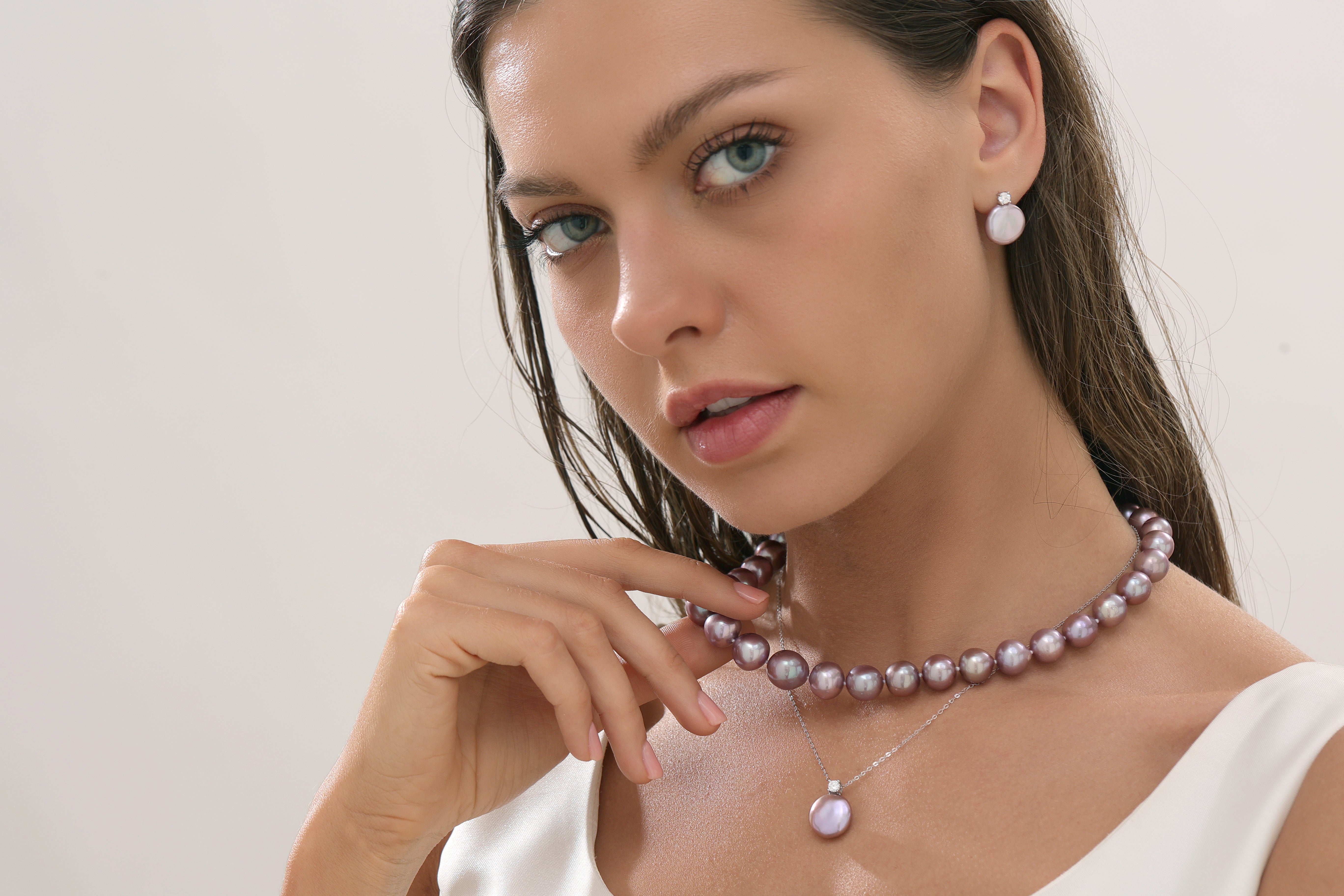 9-11mm Purple Freshwater Pearl Necklace