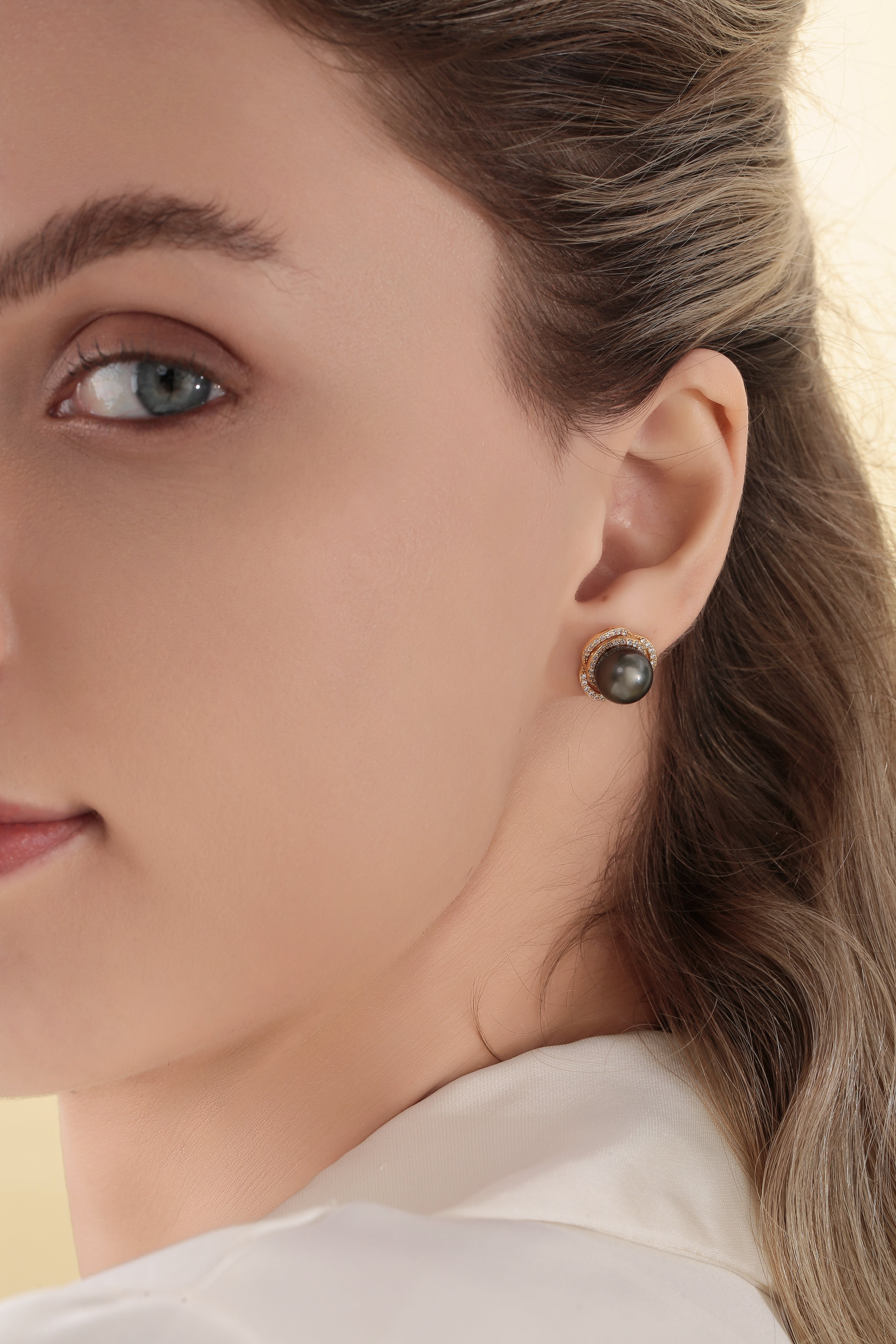 Tahitian South Sea Pearl & CZ Earrings