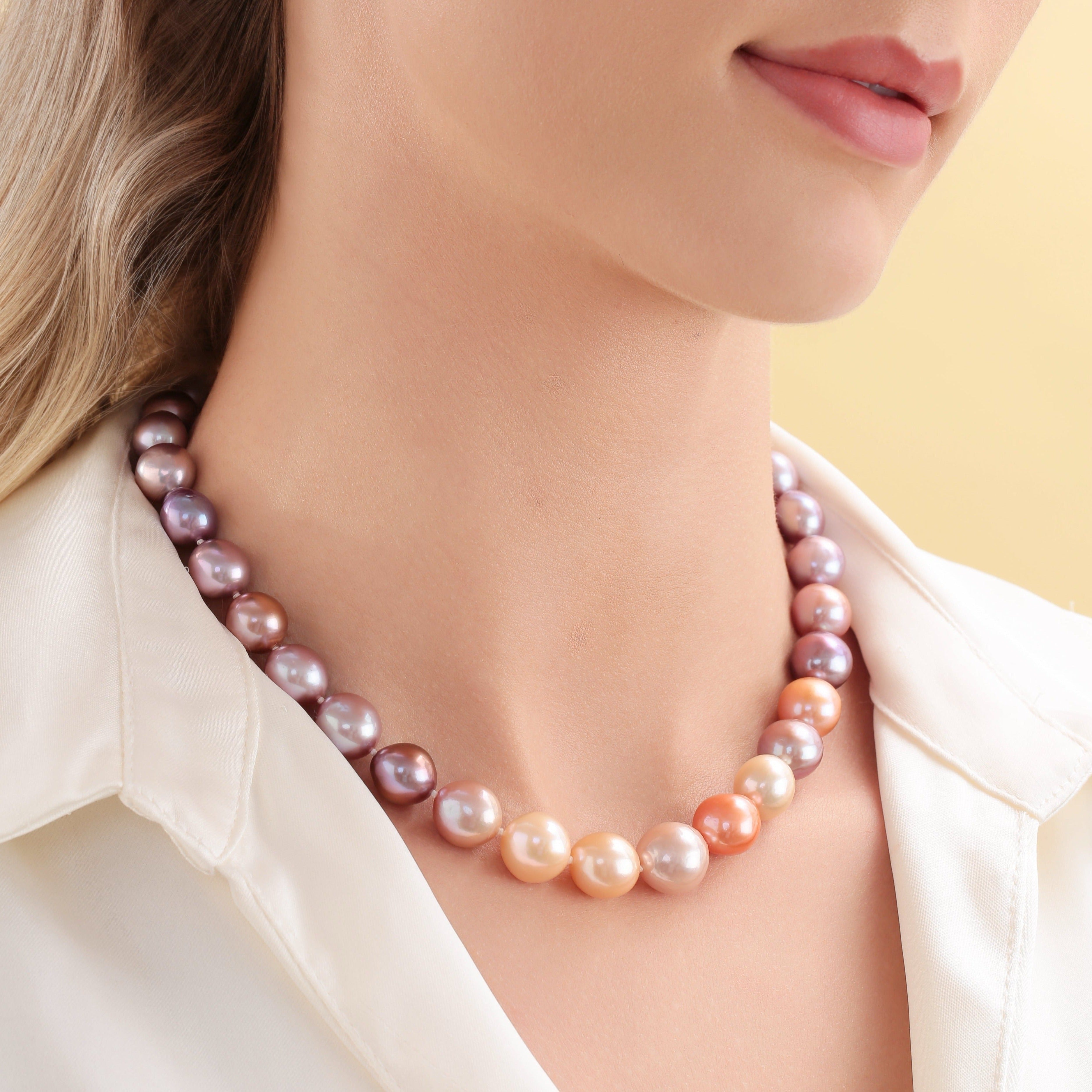 11-14mm Multicolor Freshwater Pearl Strand Necklace