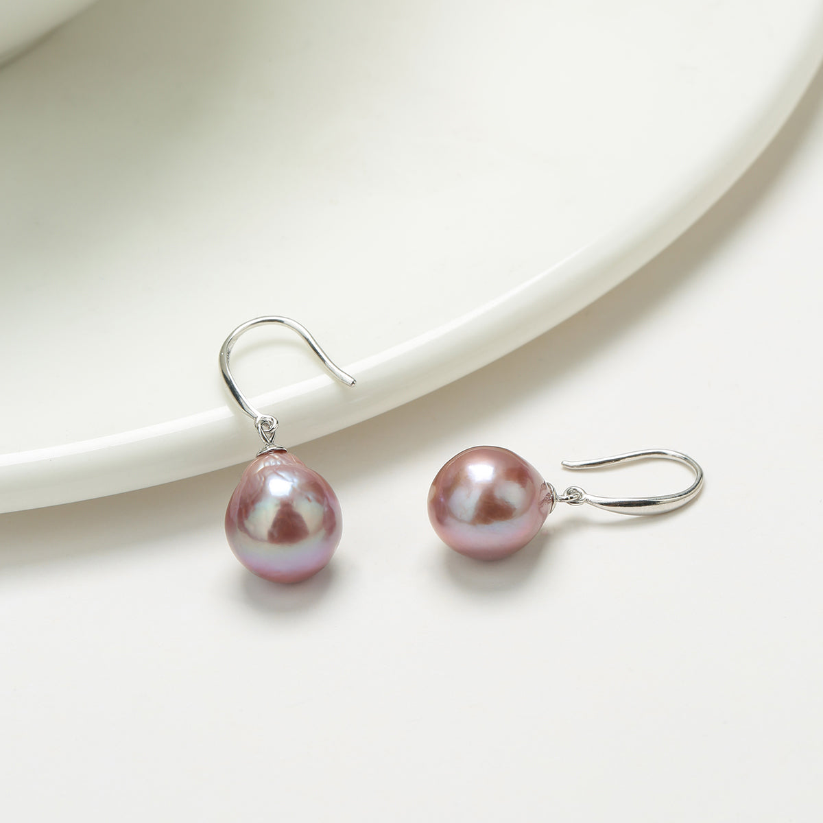 Classic Hook Purple Baroque Pearl Earrings