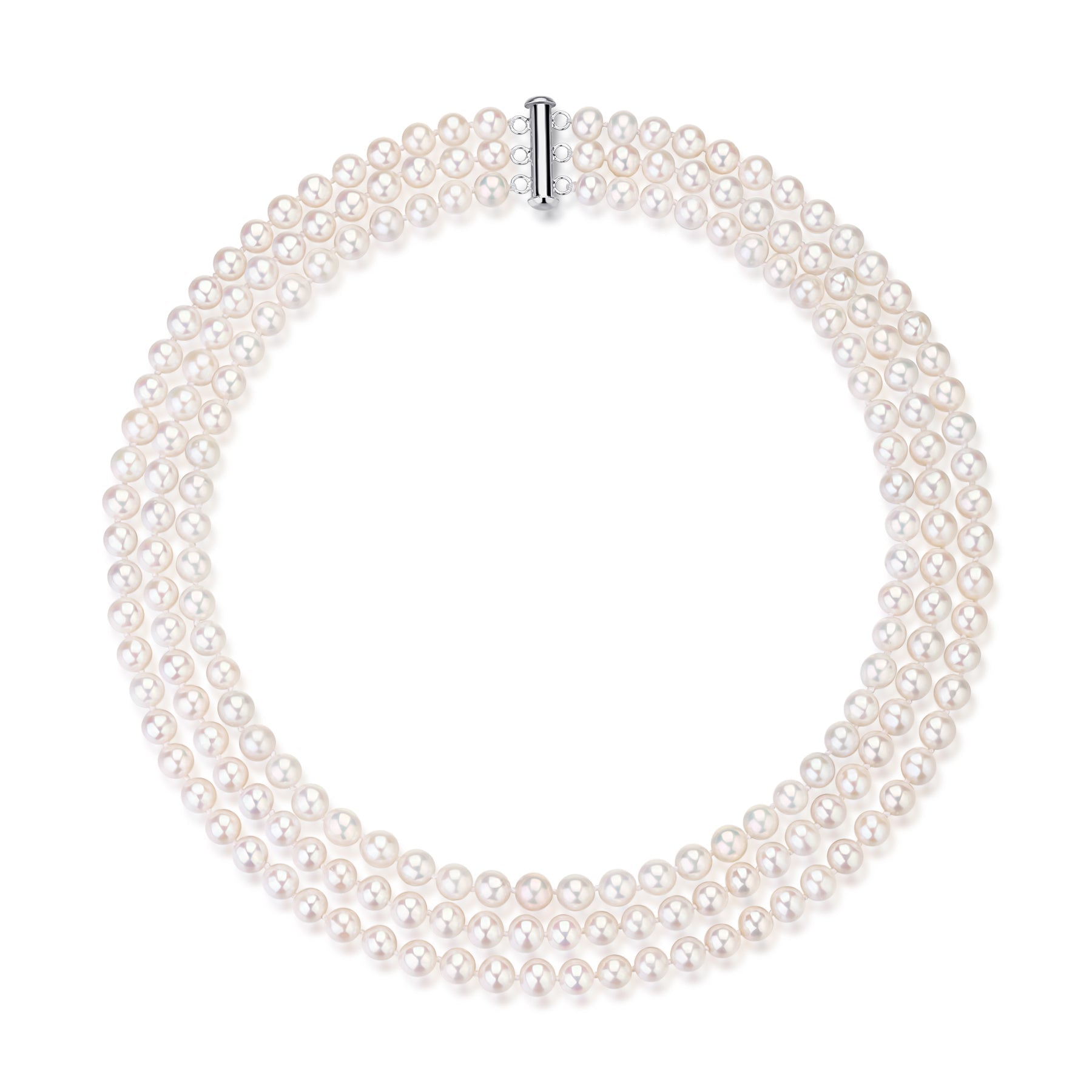 6-7mm Triple Strand Freshwater Pearls Necklace Bracelet Set (Purchase Individually)