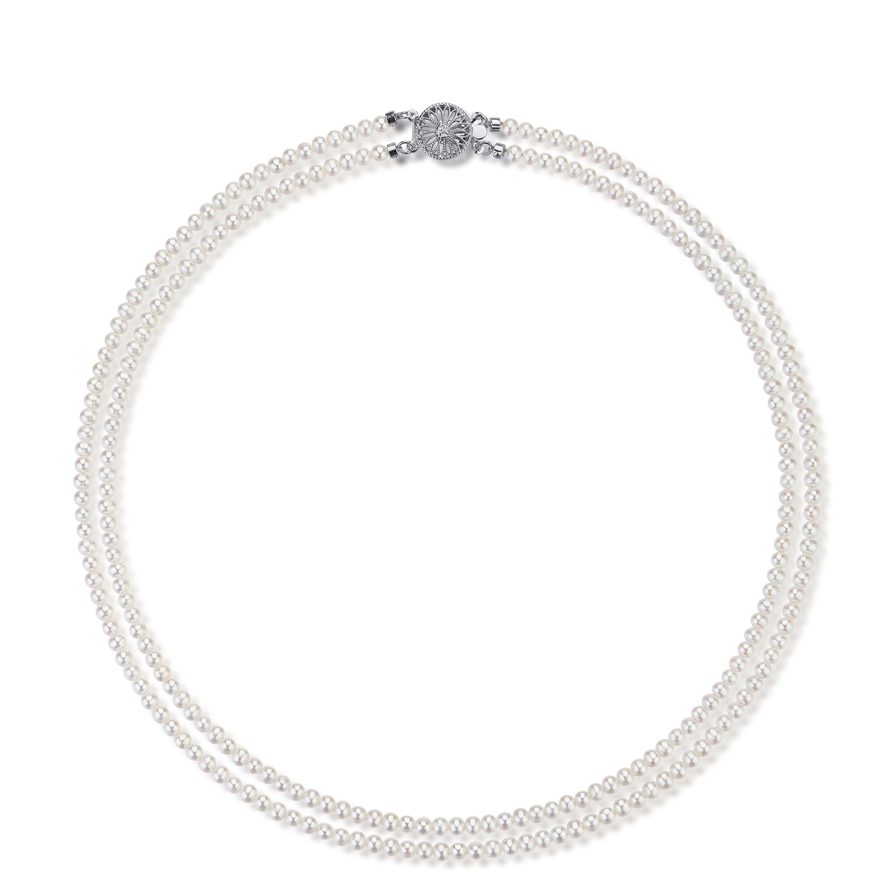 3-4mm Dainty White Freshwater Pearl Dual Strand Necklace