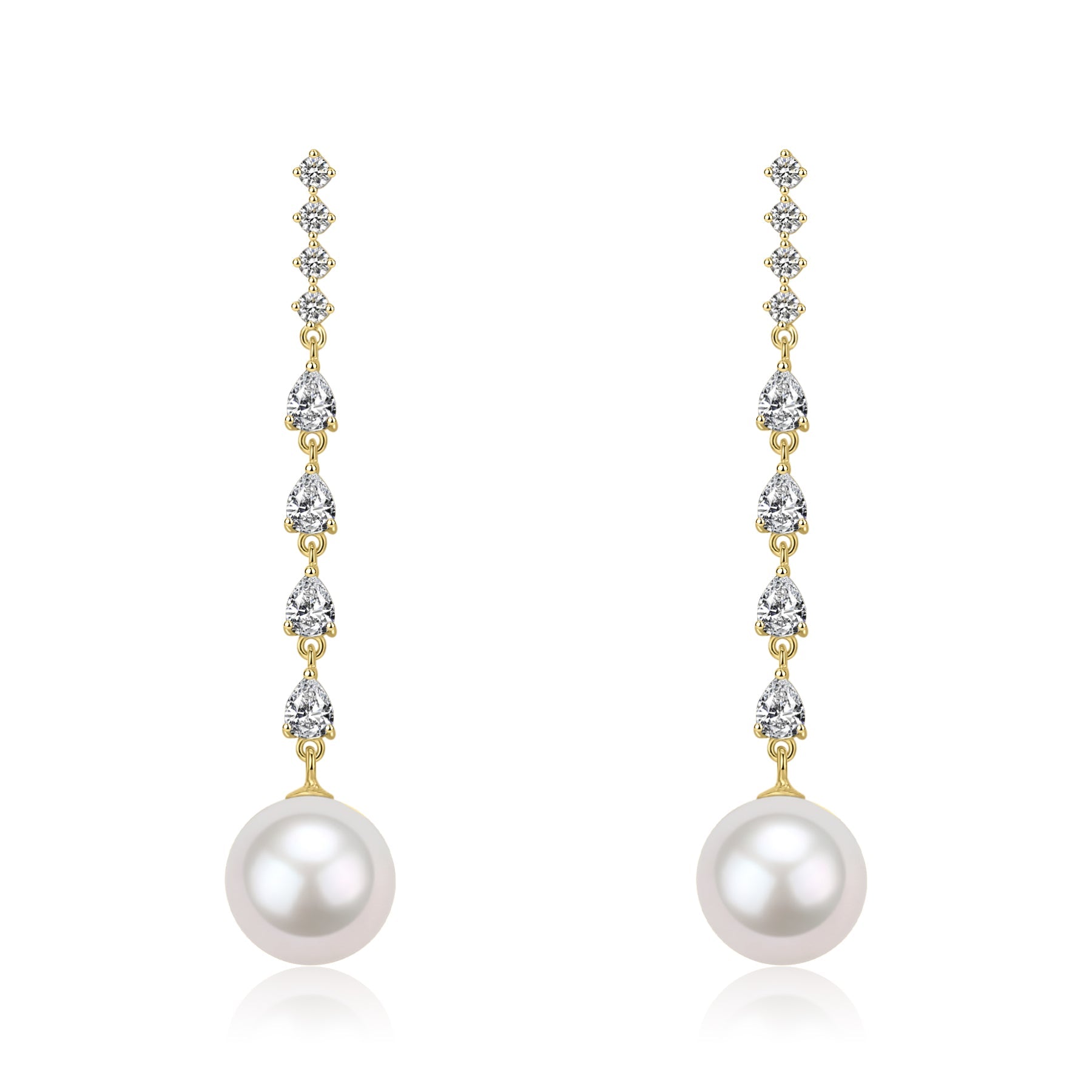 10-11mm Freshwater Pearl & Sparkling Long Freshwater Pearl Earrings