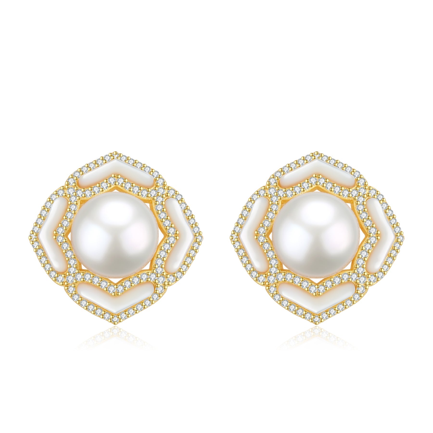 Button Pearls & Zinnia Floral Necklace Earrings Set ( Purchase Individually)