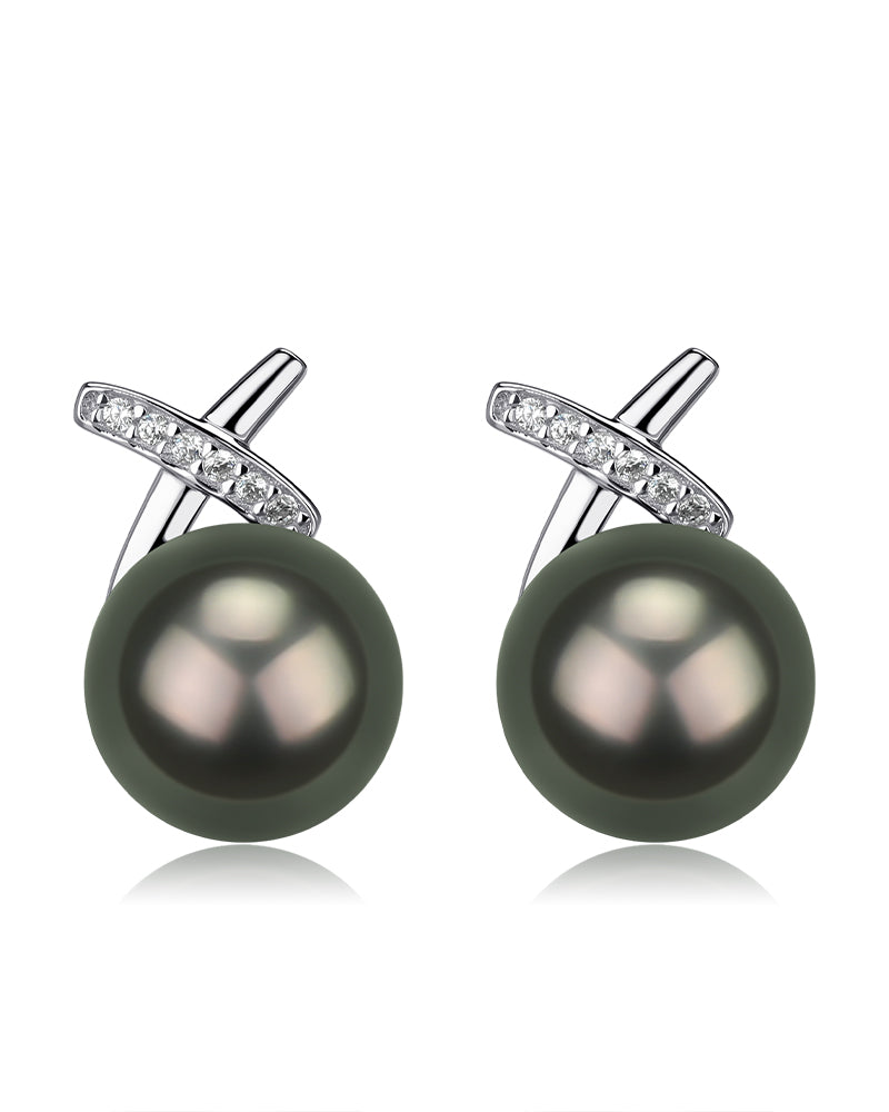 Tahitian South Sea Pearl & CZ Diane Earrings