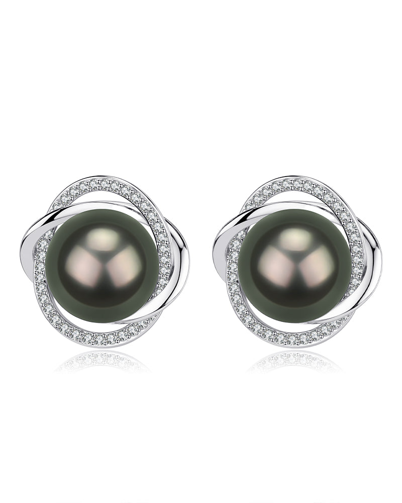 10-11mm Tahitian Pearl & Venus  Earrings