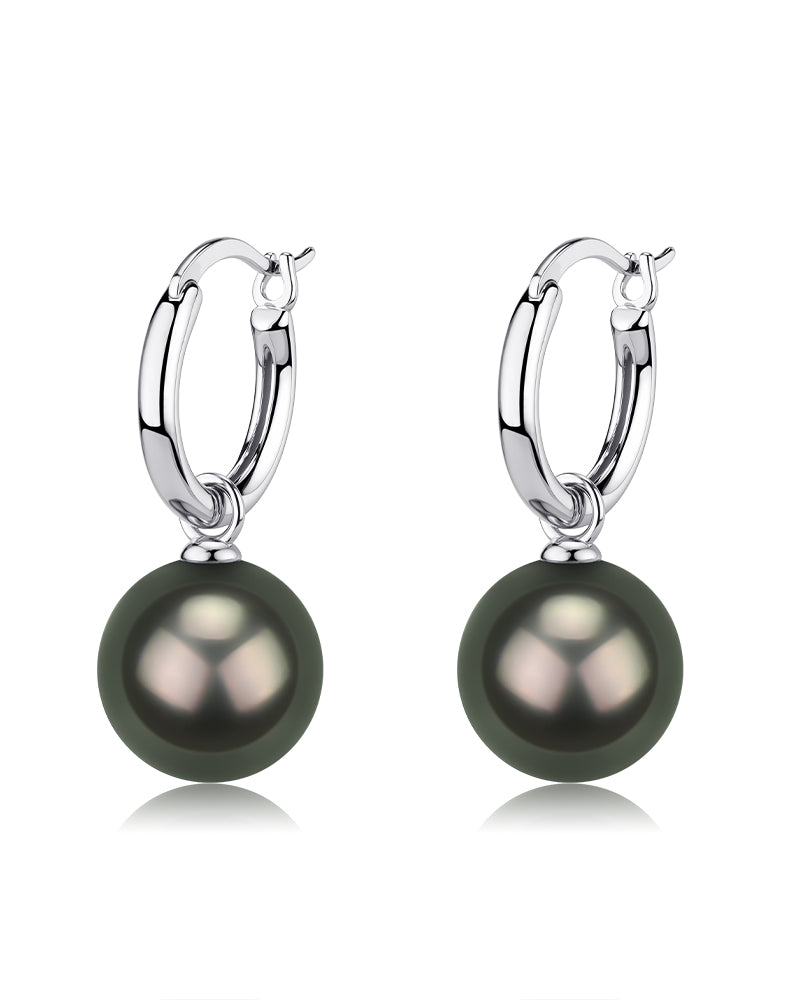 10-11mm Classic Hoop Tahitian Pearl Earrings