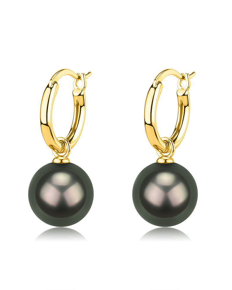 10-11mm Classic Hoop Tahitian Pearl Earrings