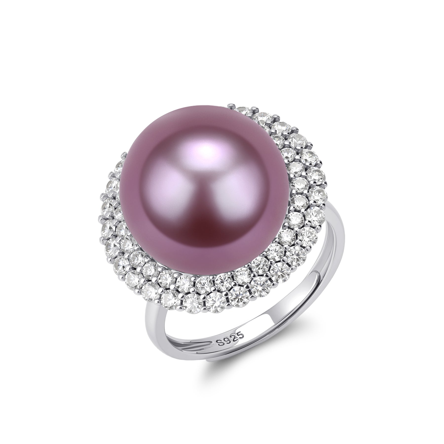 11-12mm Purple Pearl Cubic Zirconia Ring