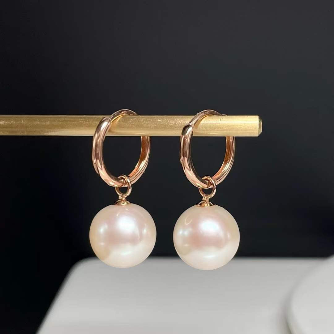 11-12mm Freshwater Pearl & Hoops Earrings
