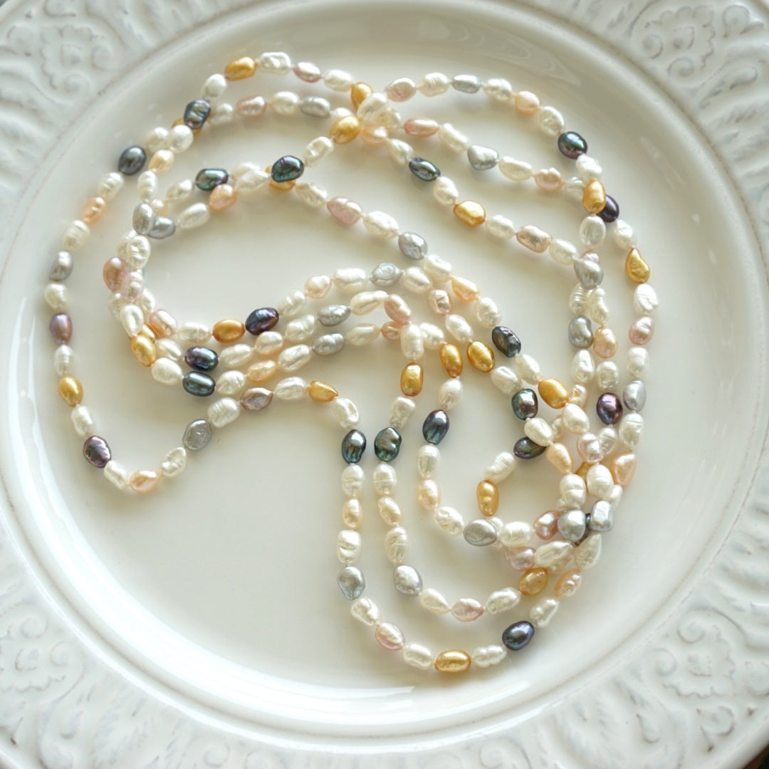 68-inch Length Multicolor Keshi Pearl Long Necklace