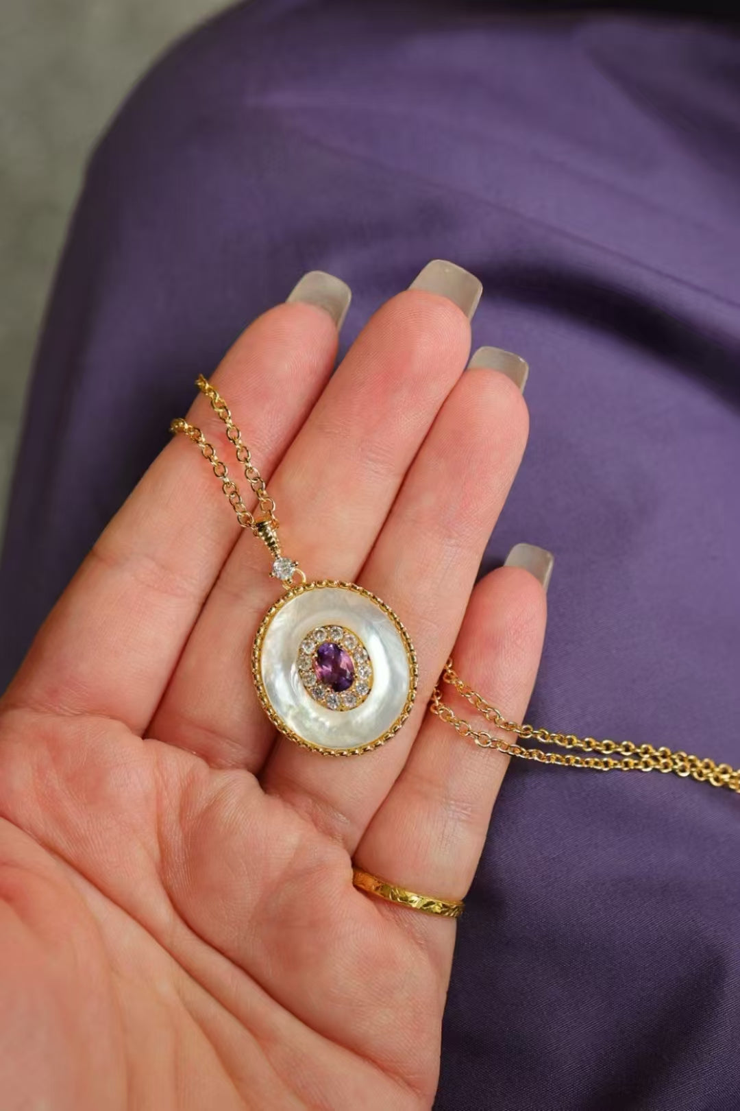 Amethyst Mother of Pearl Pendant