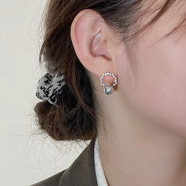 6-7mm Seawater Akoya Pearl & Cubic Zirconia Halo Stud Earrings