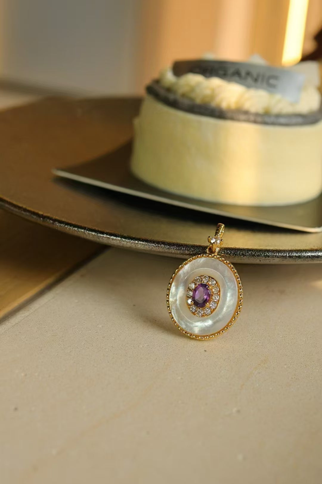 Amethyst Mother of Pearl Pendant