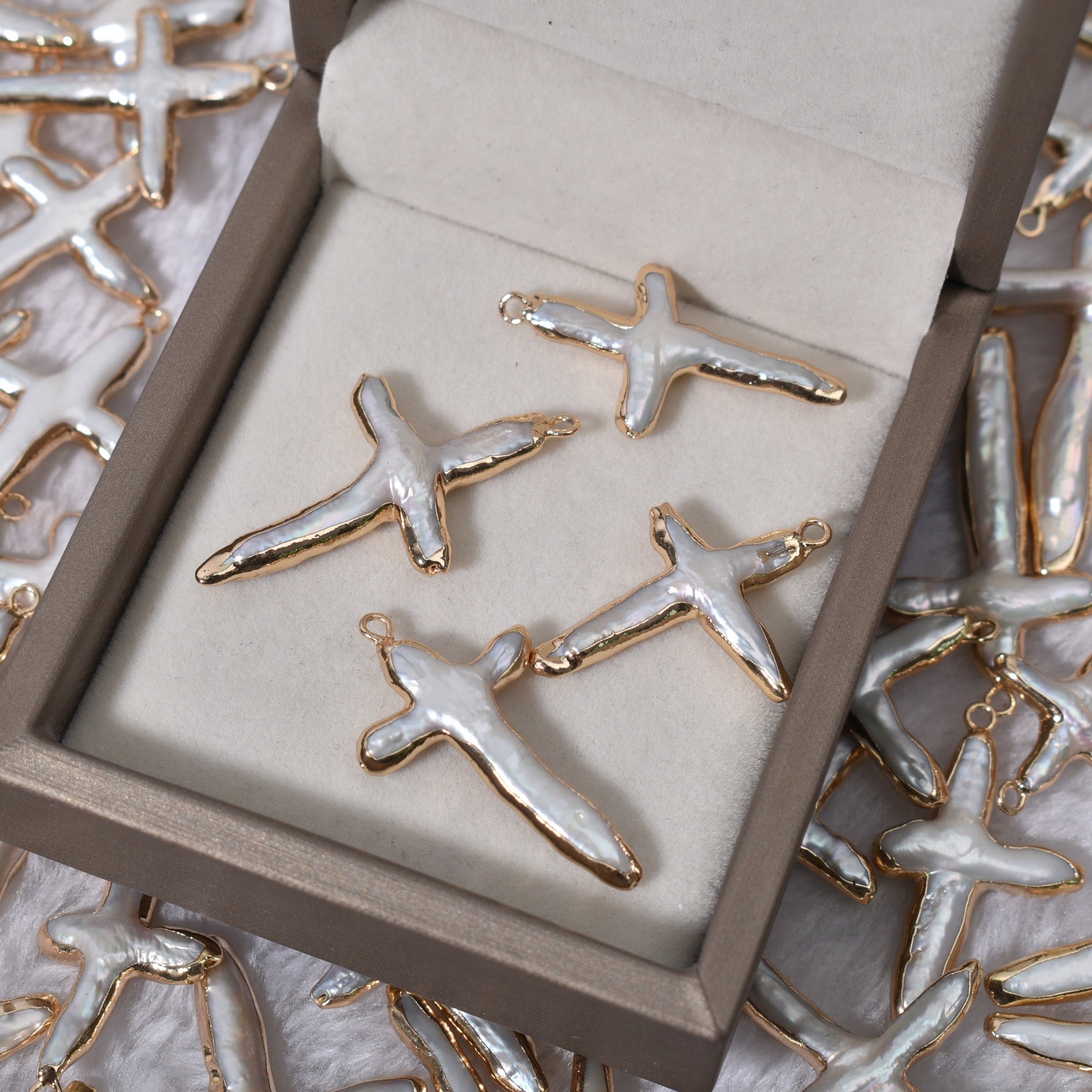 Large Cross Pearl Pendant