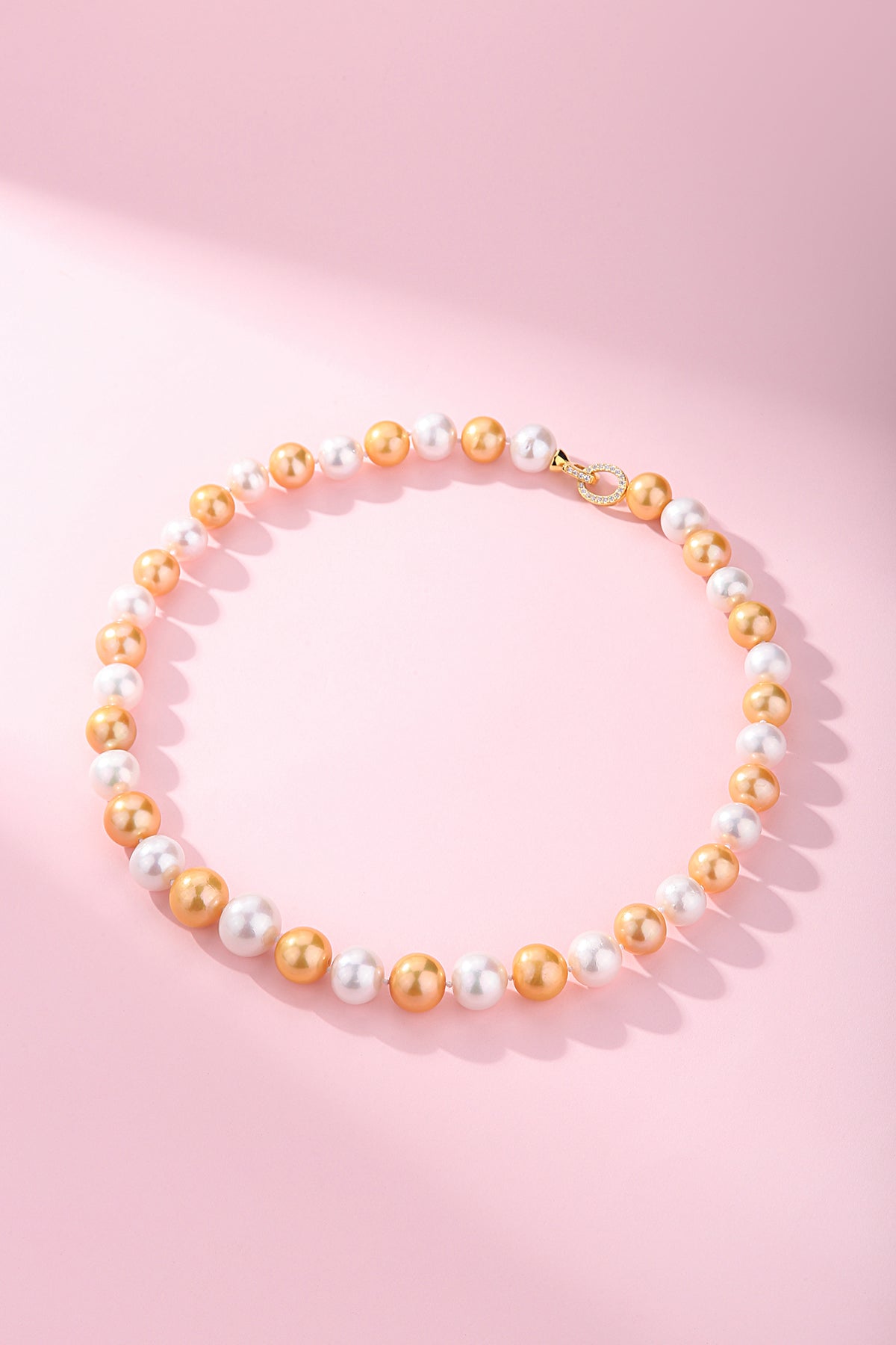 10-11mm Dyed Golden and White Freshwater Pearl Necklace