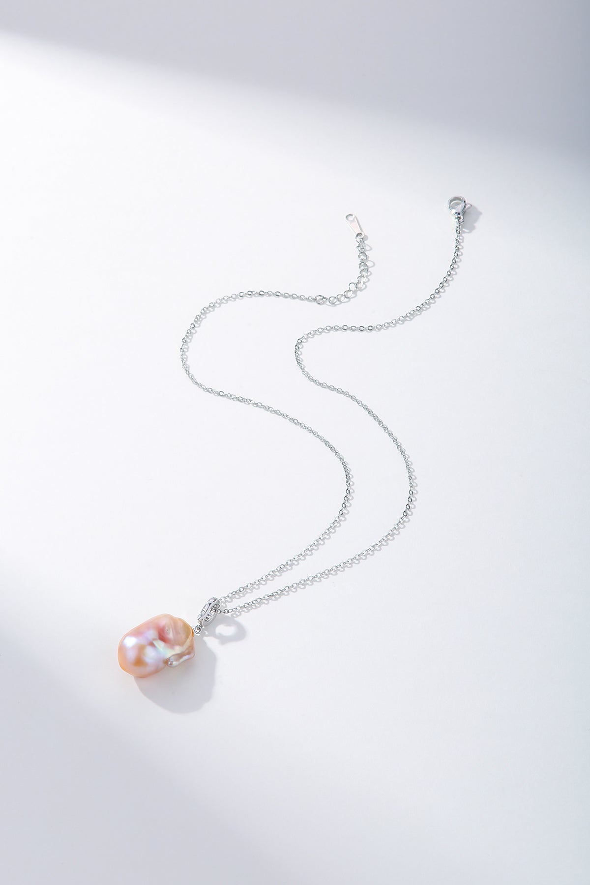Large Pink Baroque Pearl Pendant Necklace