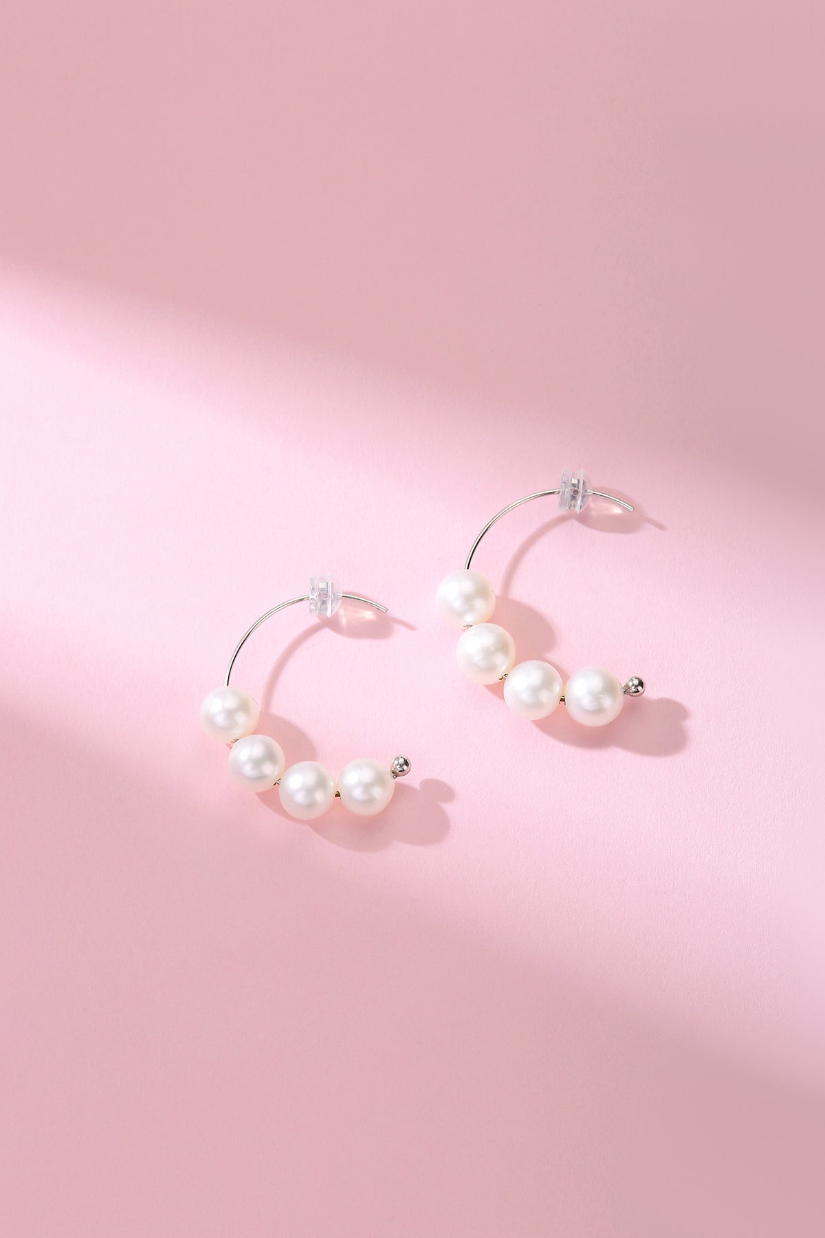 White Freshwater Pearl Hoop Renee Earrings