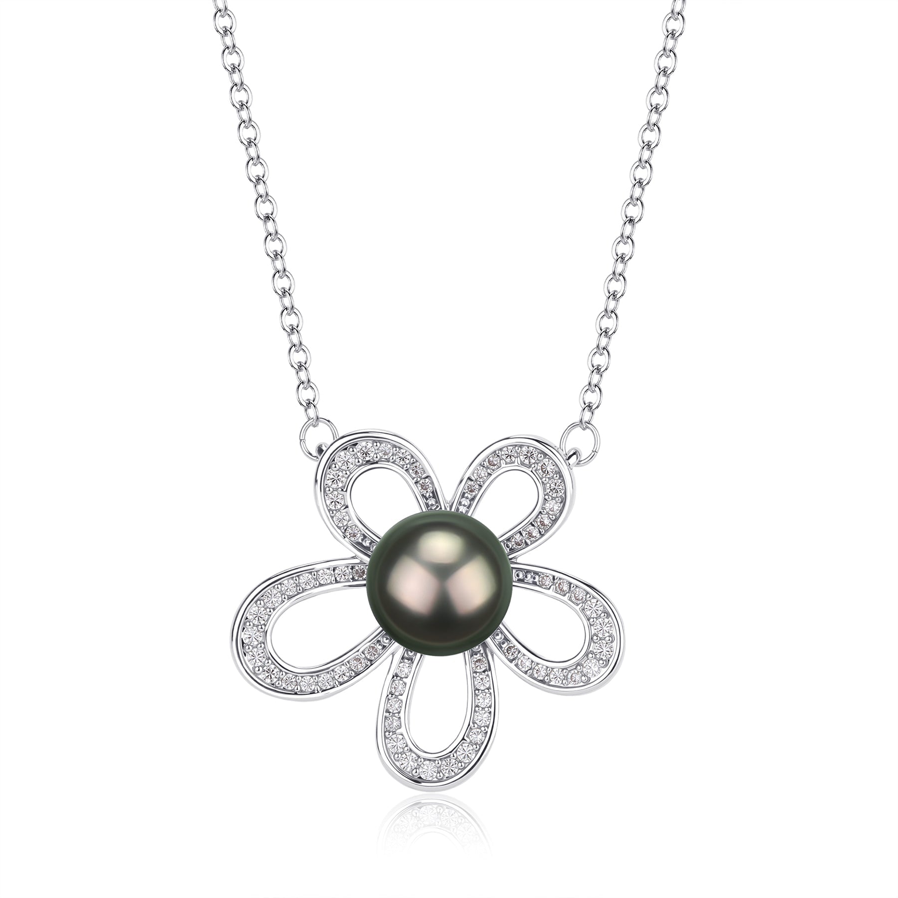9-10mm Tahitian Pearl  Flower Pendant