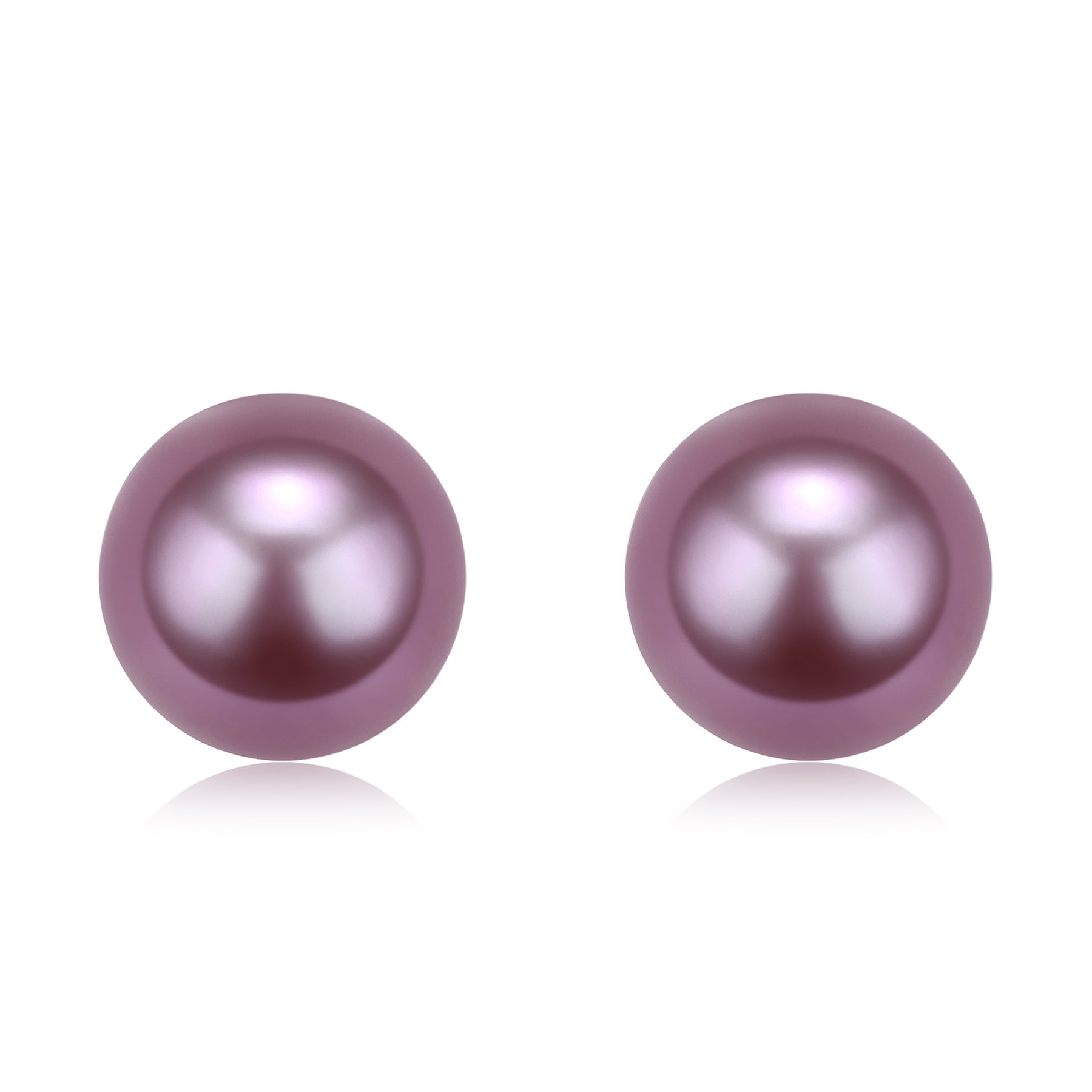 Purple Round Pearl Stud Earrings