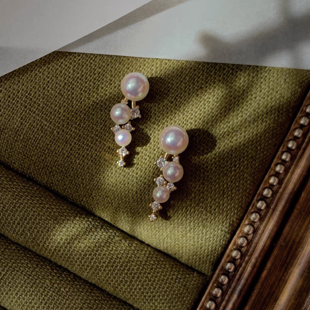 Bling Starry Sky Freshwater Pearl Drop Earrings