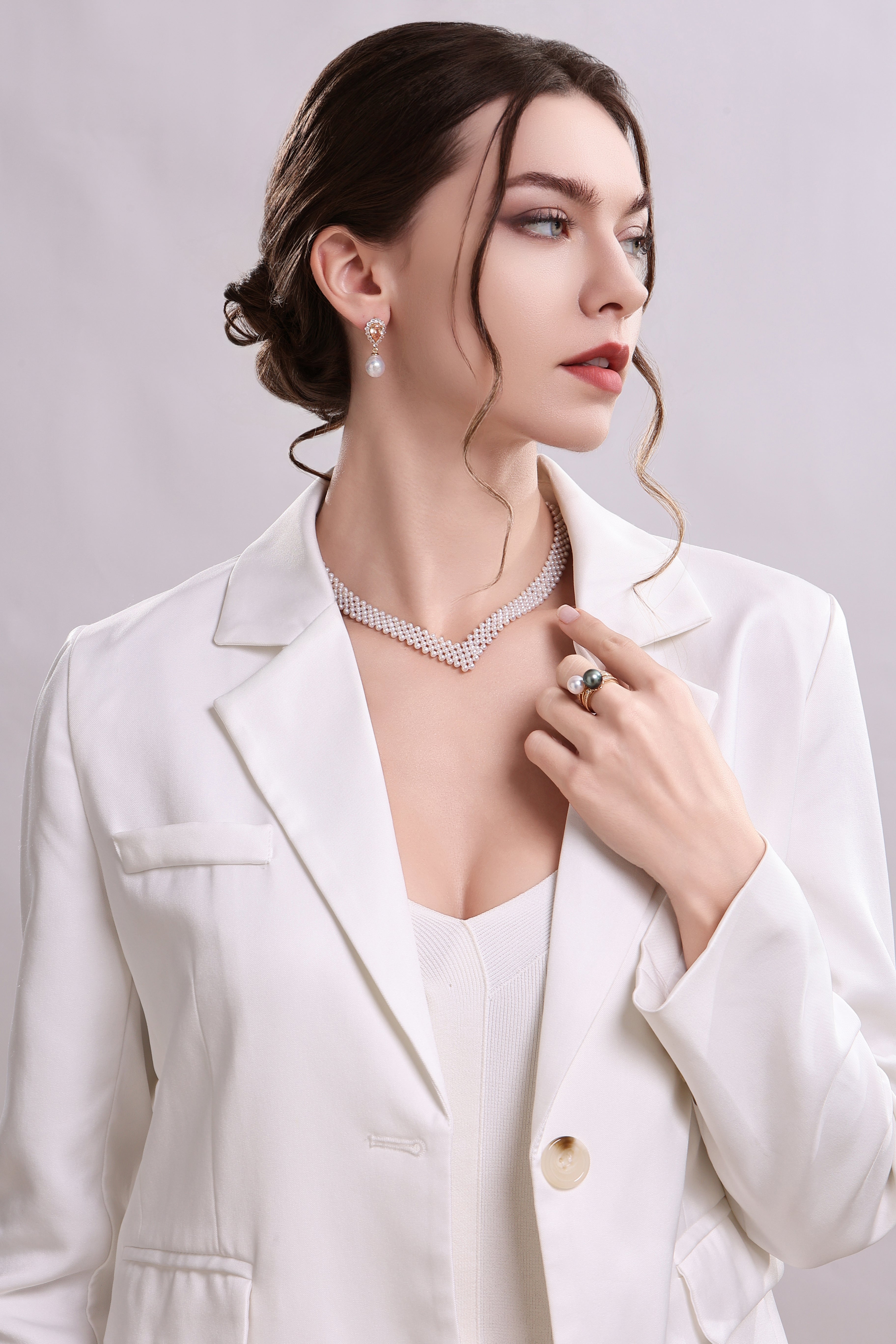 2-3mm Freshwater Pearl Multi-Layered V Shape Necklace