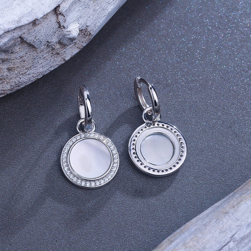 Mother of Pearl Drop Earrings with Zircon Accents