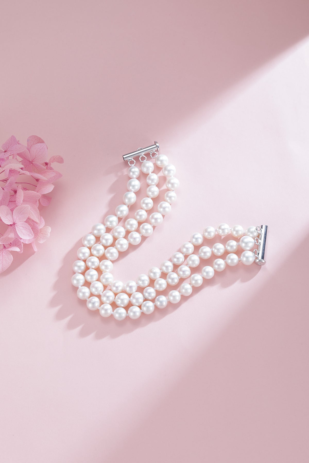 6-7mm Triple Strand Freshwater Pearls Necklace Bracelet Set (Purchase Individually)