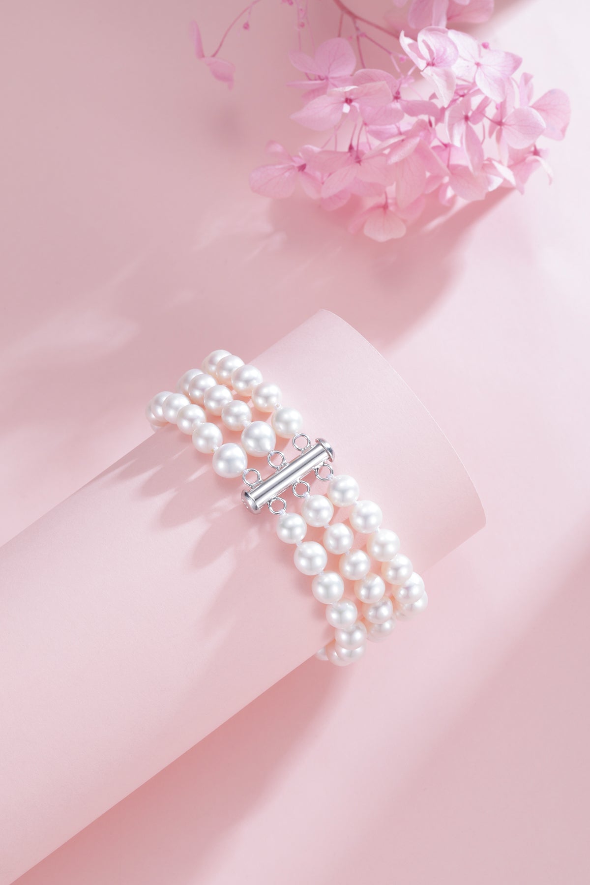 6-7mm Triple Strand Freshwater Pearls Bracelet Necklace Set(Purchase Individually)