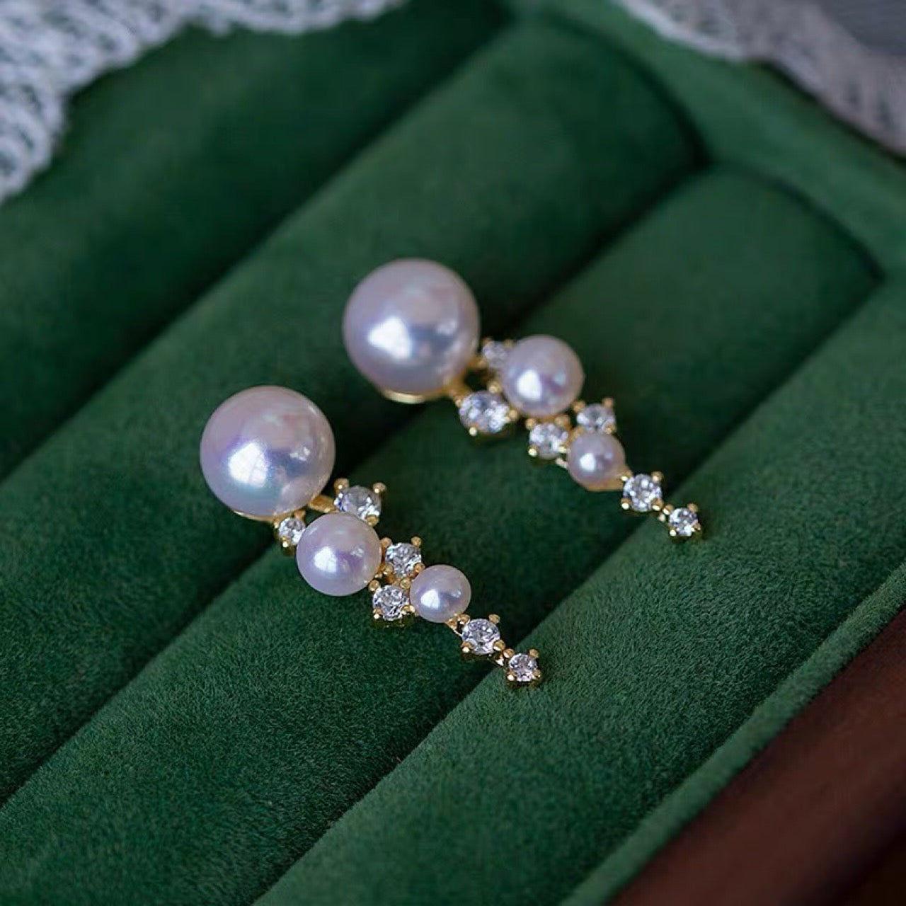 Bling Starry Sky Freshwater Pearl Drop Earrings