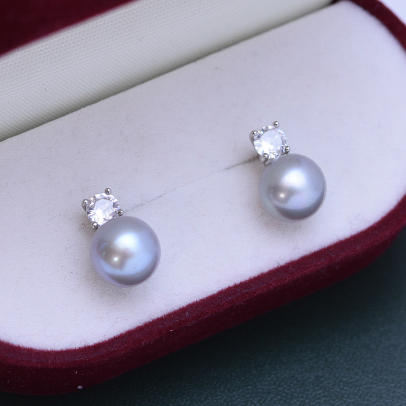 Sasha Button Freshwater Pearl Stud Earrings Different Colors
