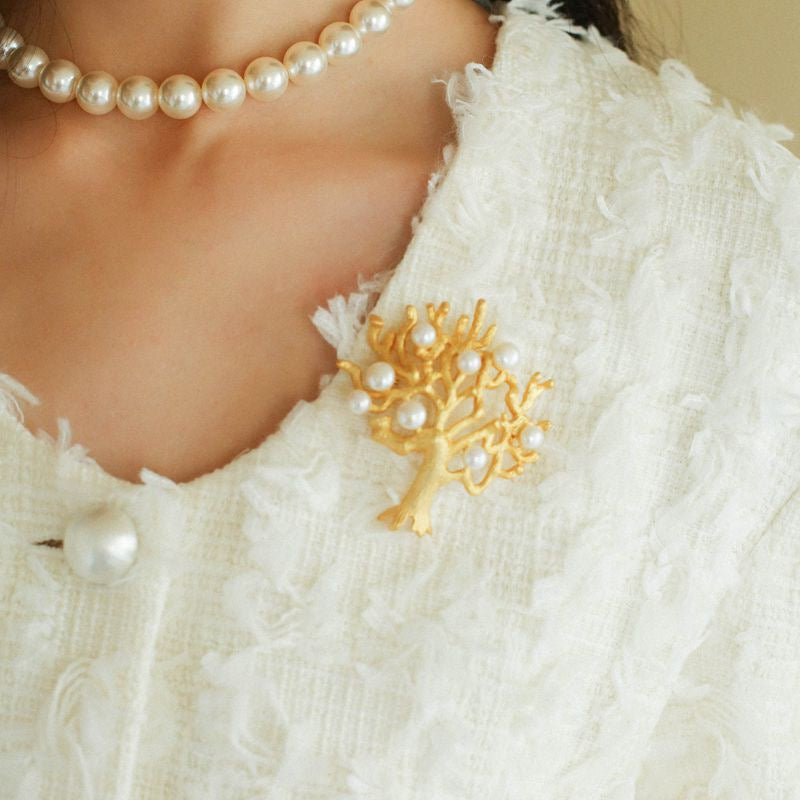 Tree of Life Vintage Pearl Brooch