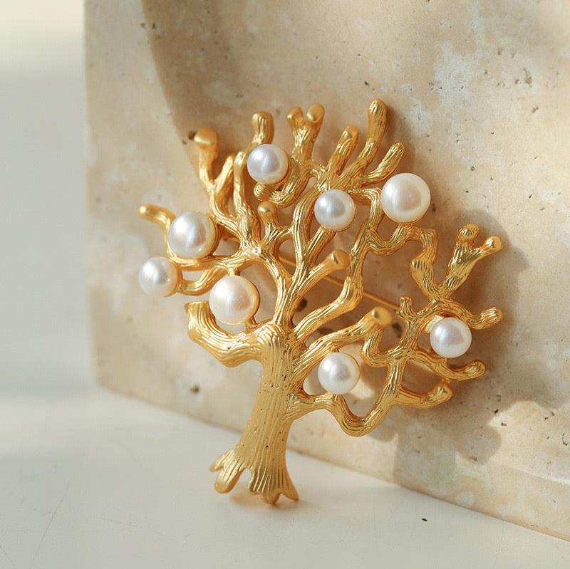 Tree of Life Vintage Pearl Brooch