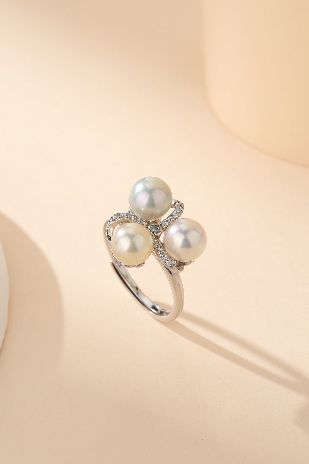 Three Color Seawater Akoya Pearl Ring
