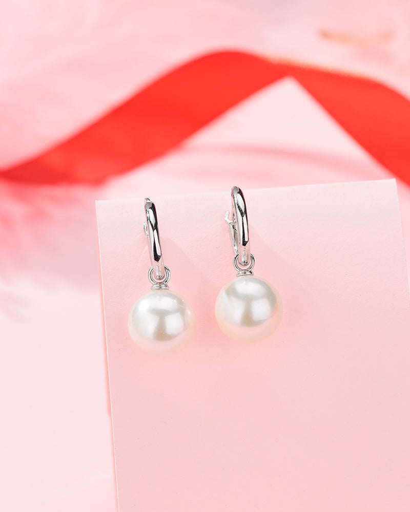 11-12mm Freshwater Pearl & Hoops Earrings
