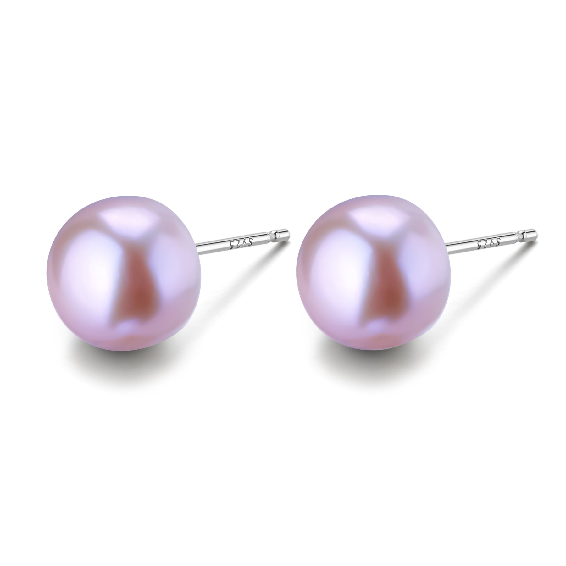 Purple Button Freshwater Pearl Stud Earrings