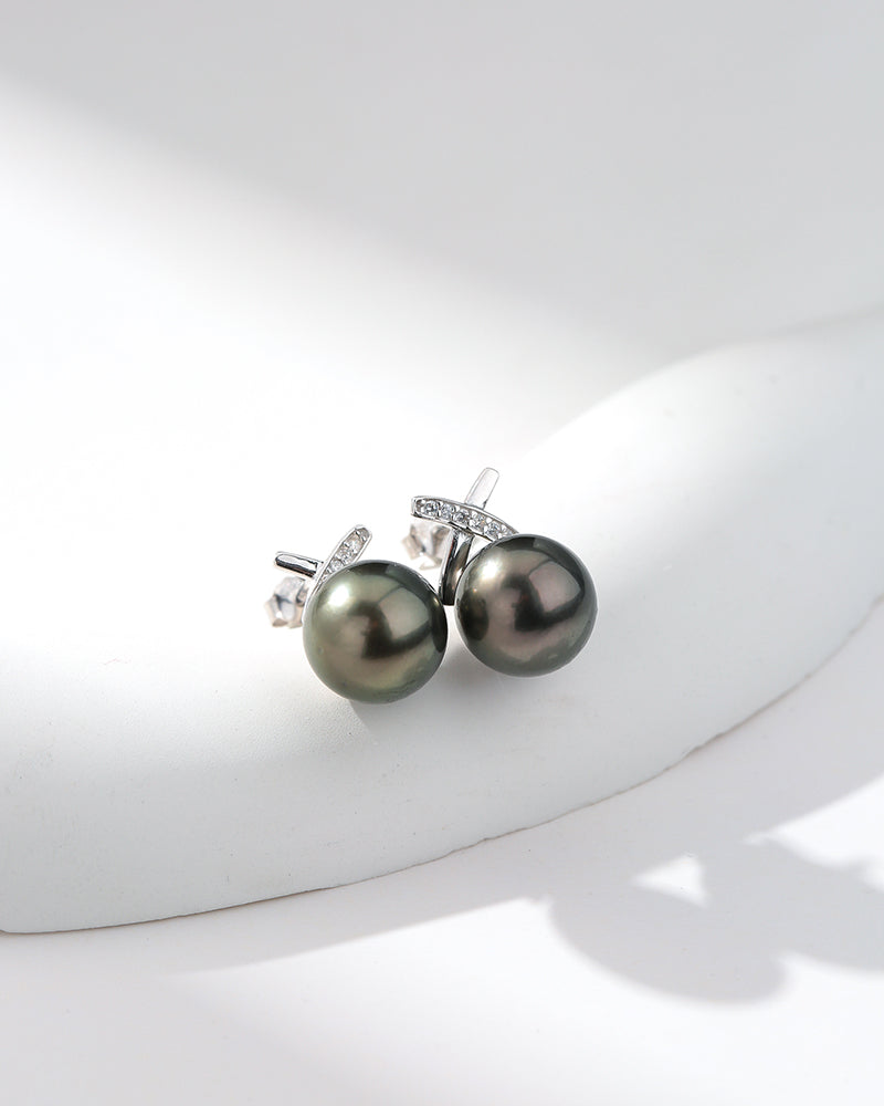 Handmade South Sea White & Black Pearl Earrings – 7-10mm AAA+ Quality, 925 Silver With 14k Yellow Gold Plated (Stud, Dangle, Hoop)