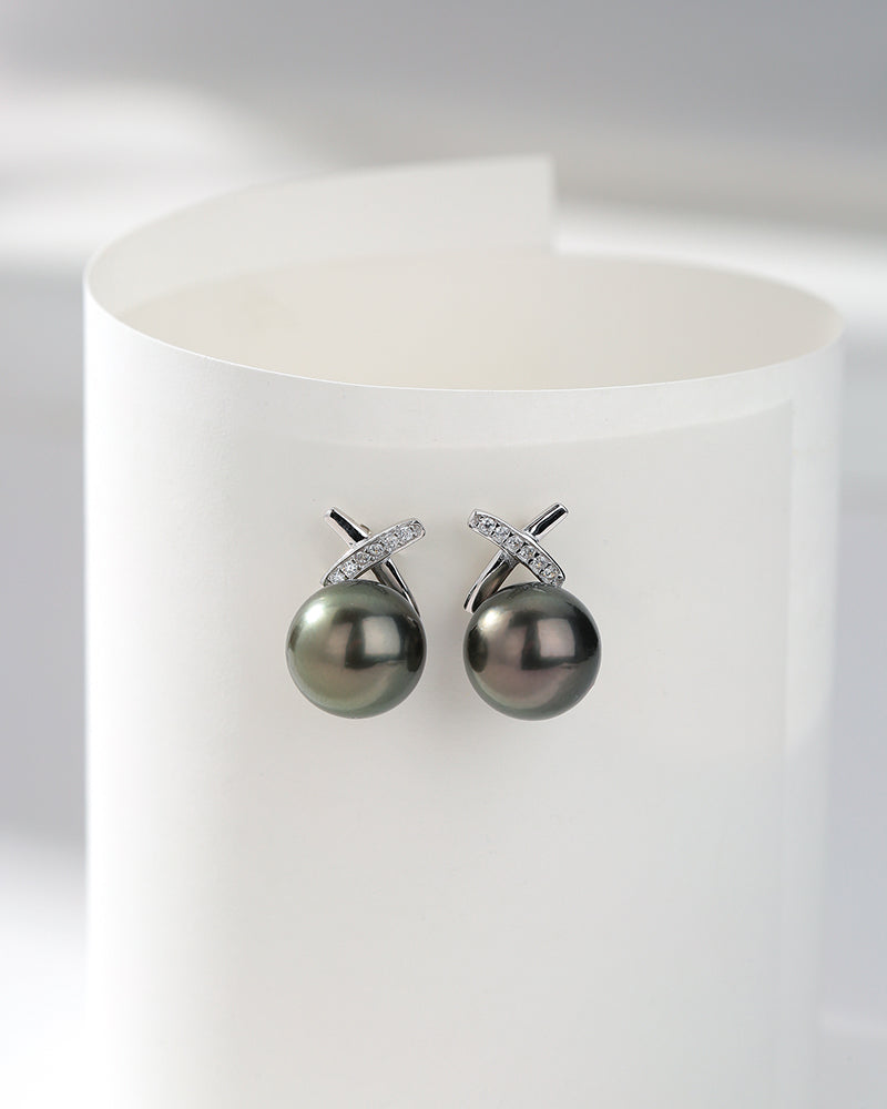 Tahitian South Sea Pearl & CZ Diane Earrings