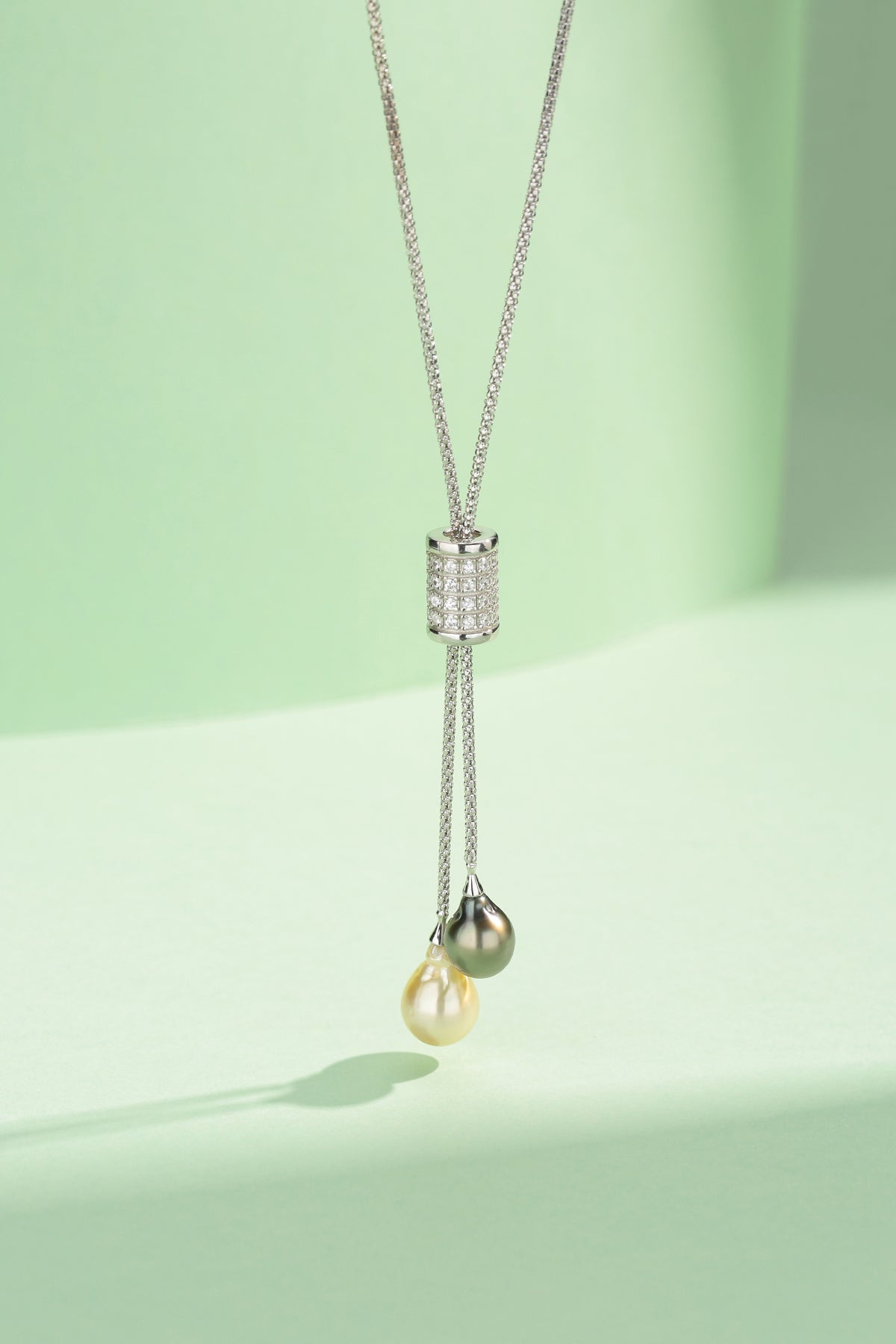 9-11mm Double Pearl Pendant Necklace