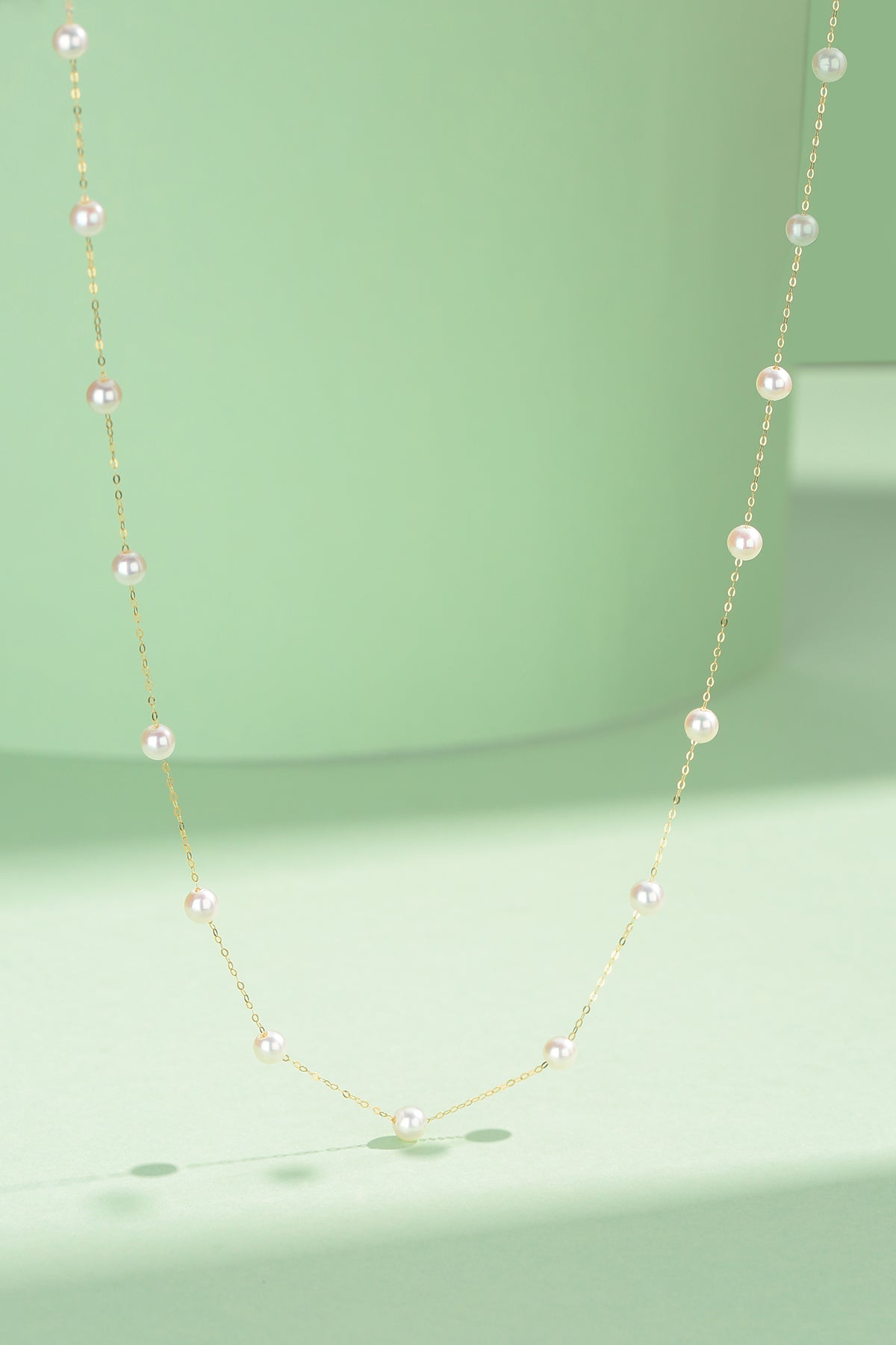3-4mm Tincup Necklace 18K Gold