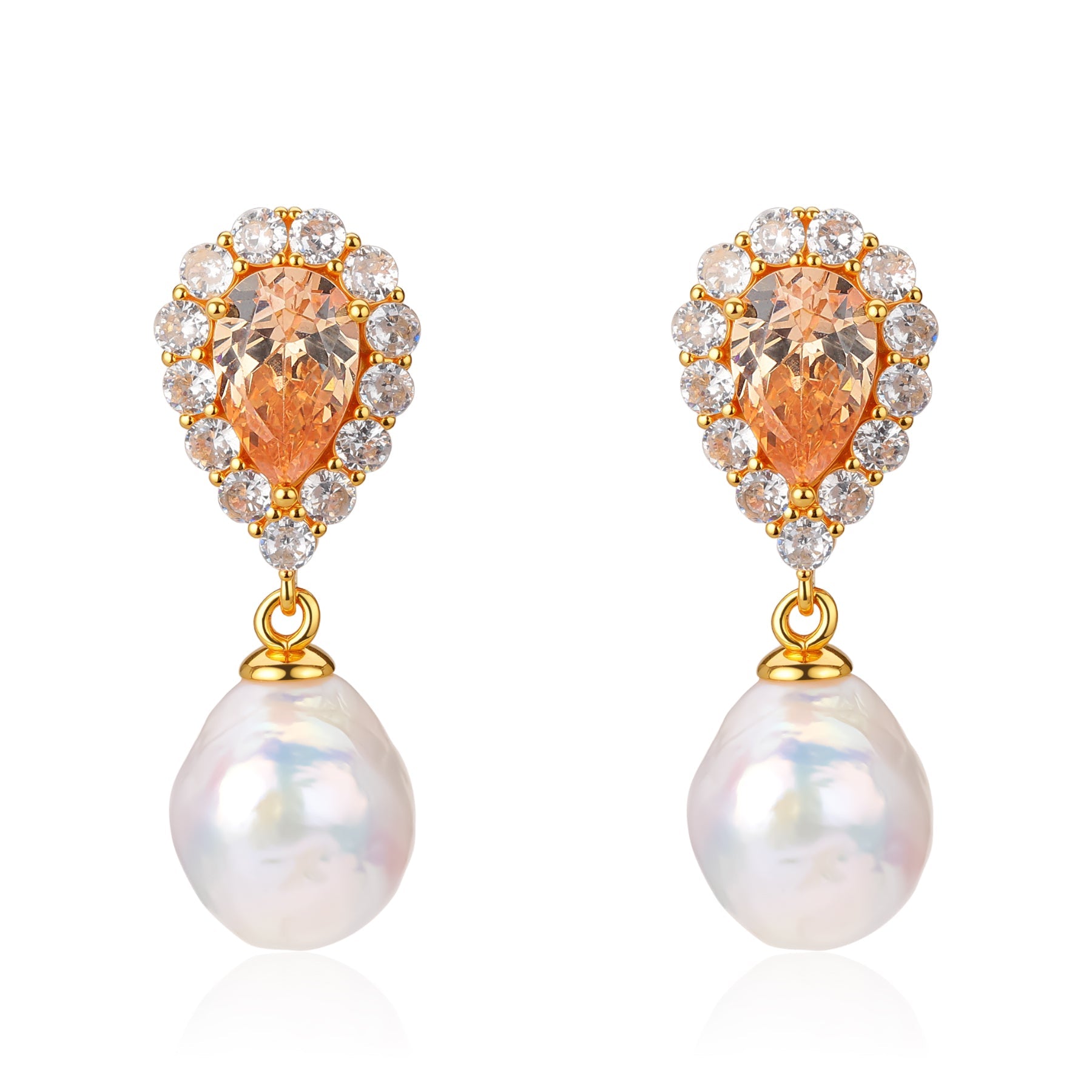 Baroque Edison Pearl Zirconia Earrings