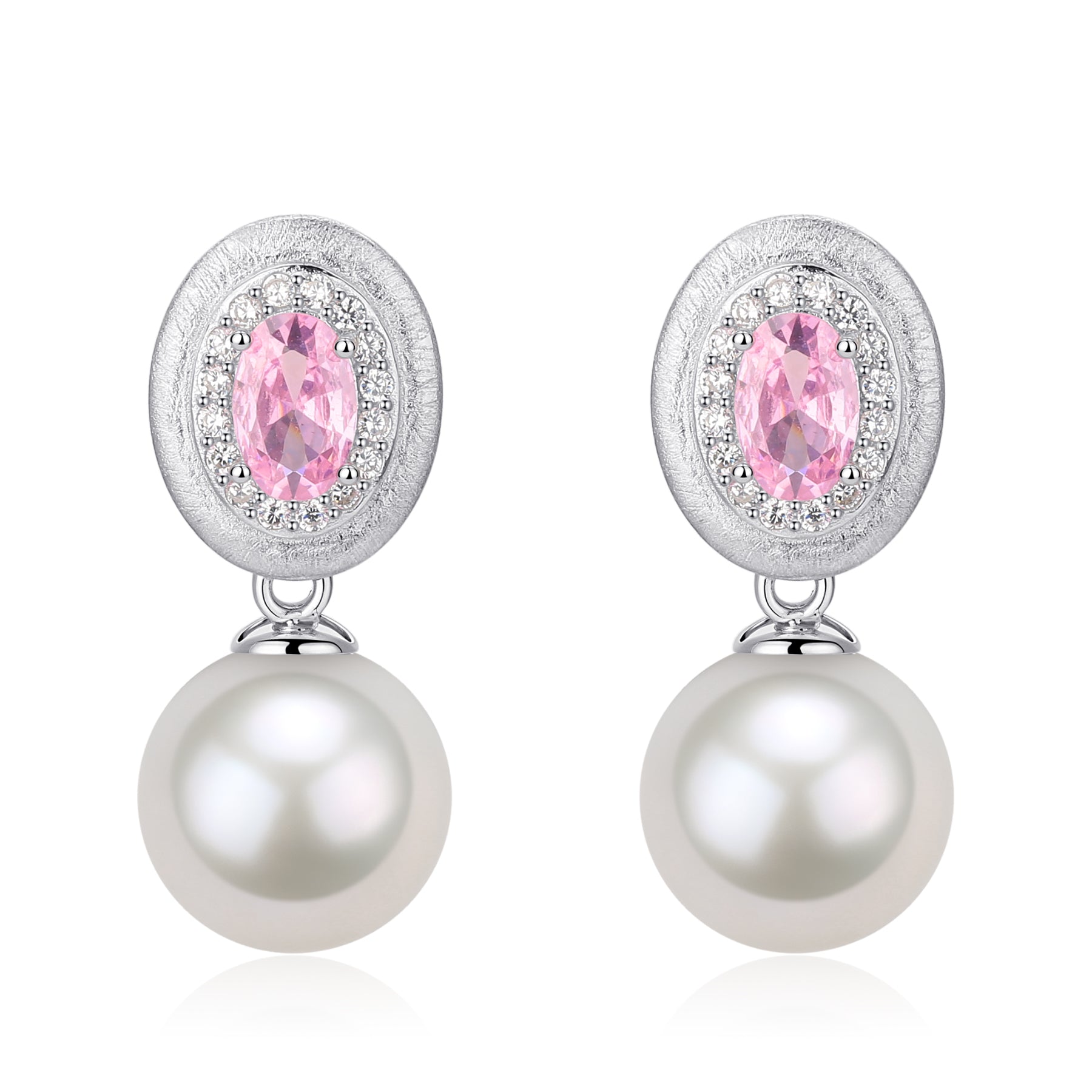 10-11mm Pink Cubic Zirconia Edison Pearl Earrings