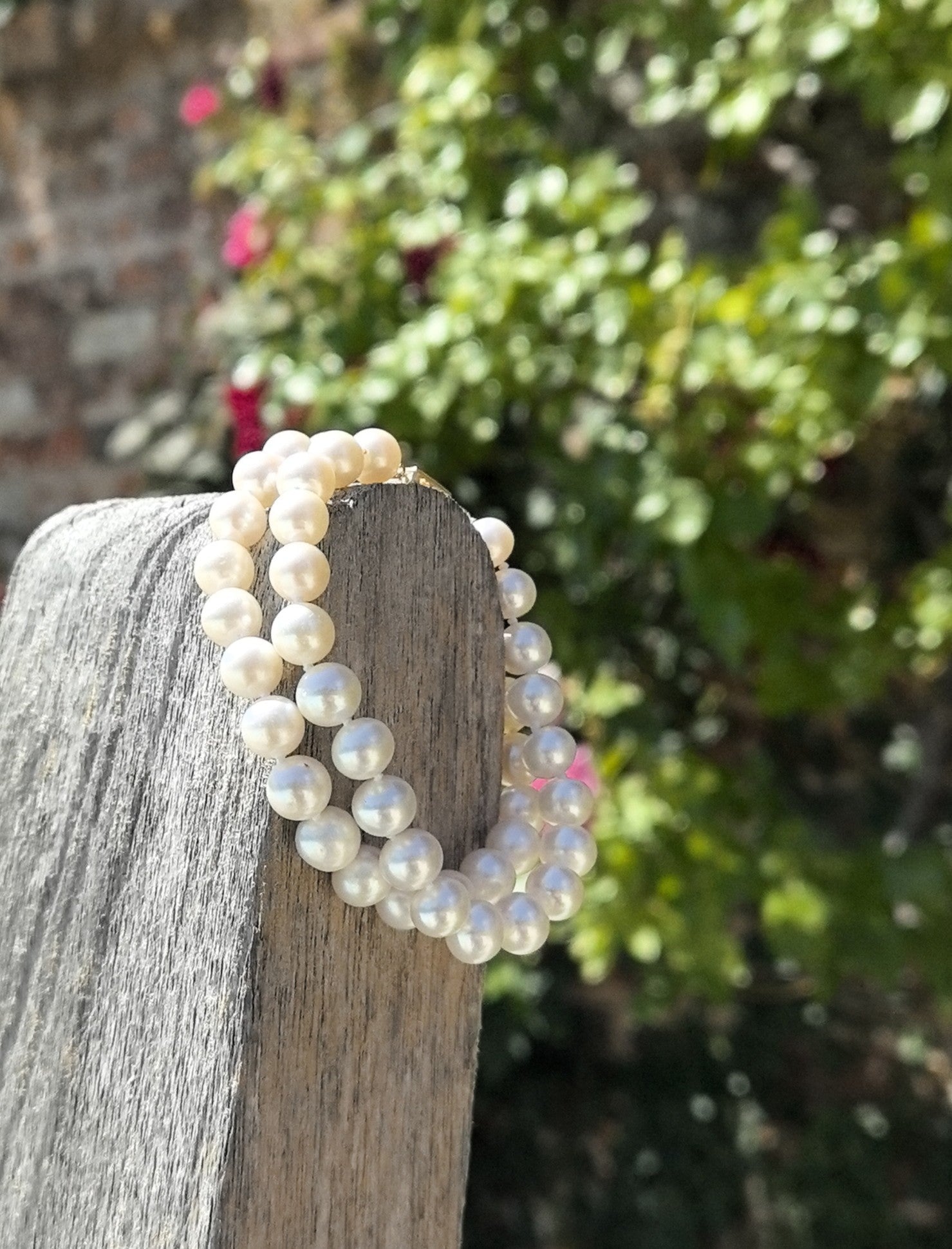 White Freshwater Double Pearl Bracelet, 7.5-8.0mm