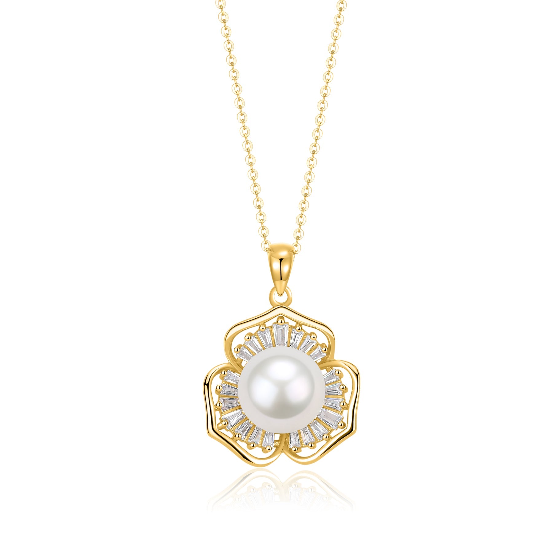 10-11mm Edison Pearl Floral Pendant Necklace