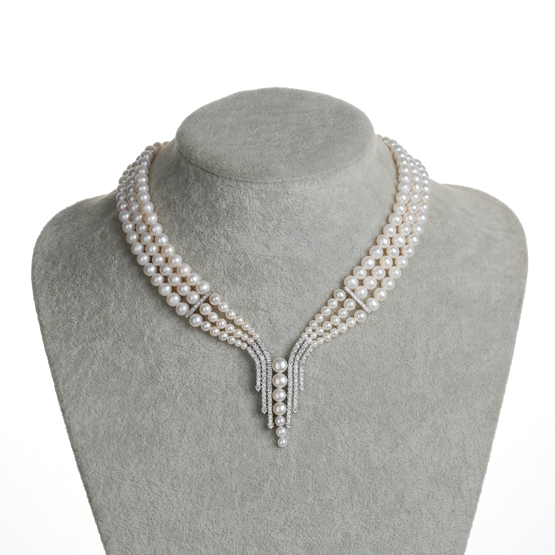 Triple-Layered Freshwater Pearl Strand Necklace