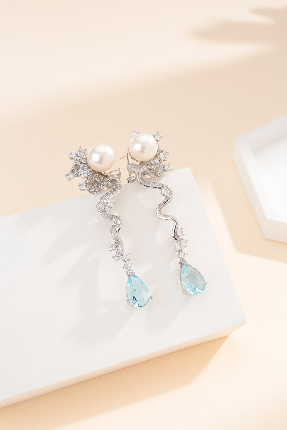 Freshwater Pearl & Topaz Earrings