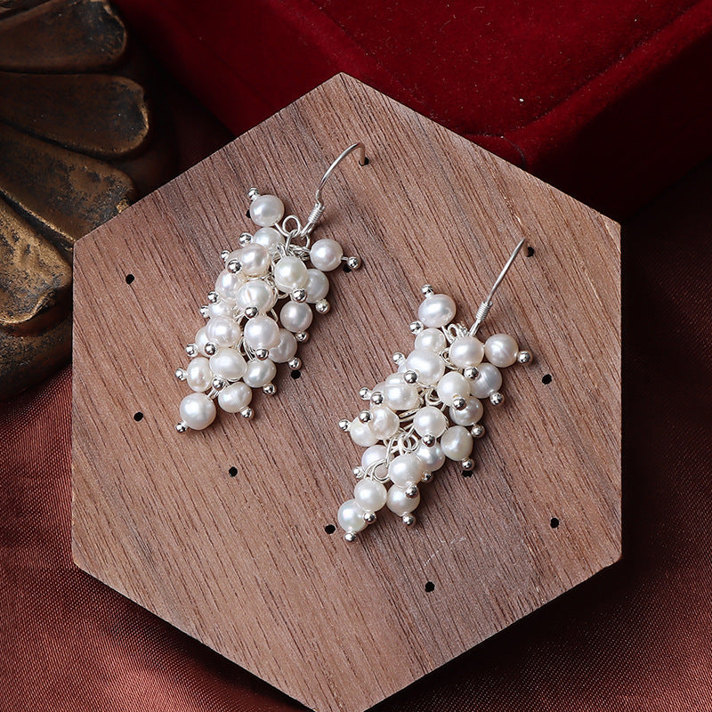 2-3mm Freshwater Pearls Grape Shape Earrings