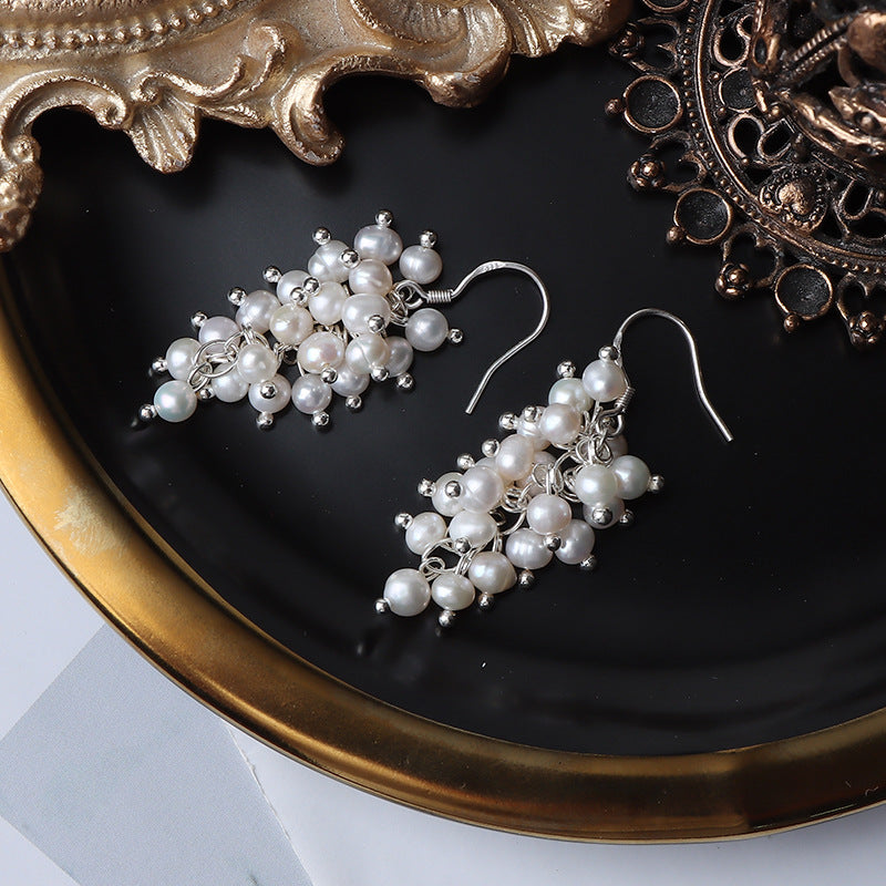 2-3mm Freshwater Pearls Grape Shape Earrings