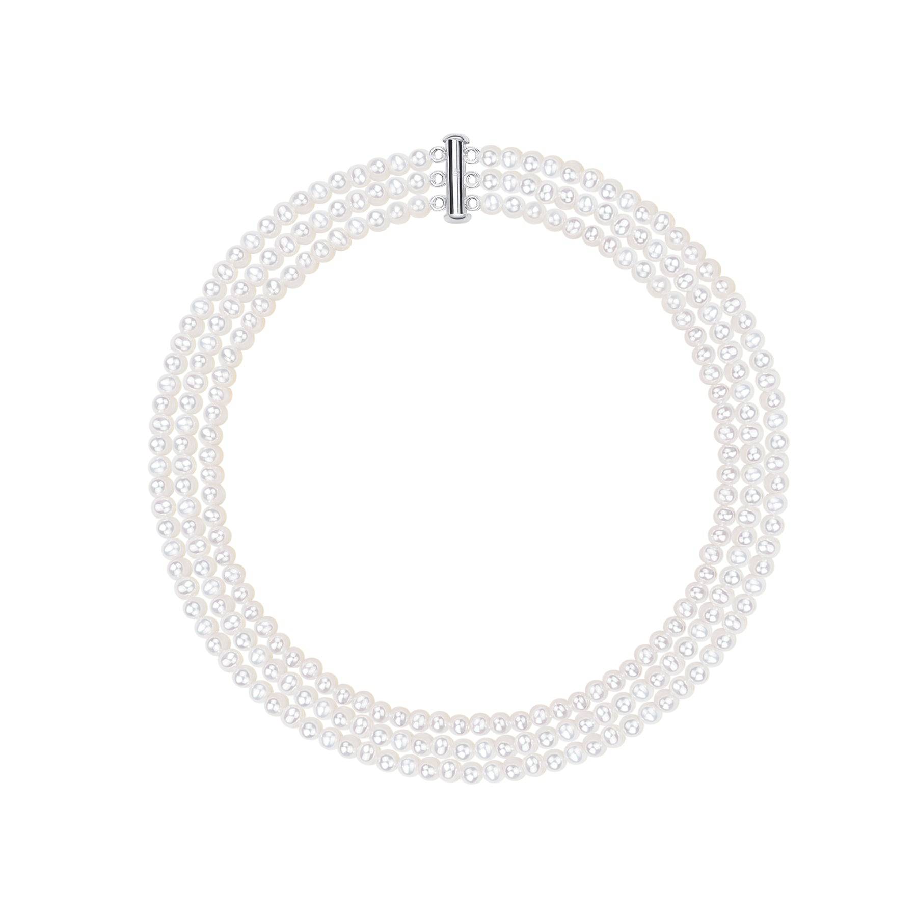 5-6mm Triple Strand Freshwater Pearls Necklace Bracelet Set(Purchase Individually)