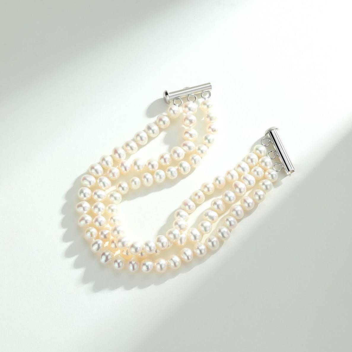 5-6mm Triple Strand Freshwater Pearls Necklace Bracelet Set(Purchase Individually)